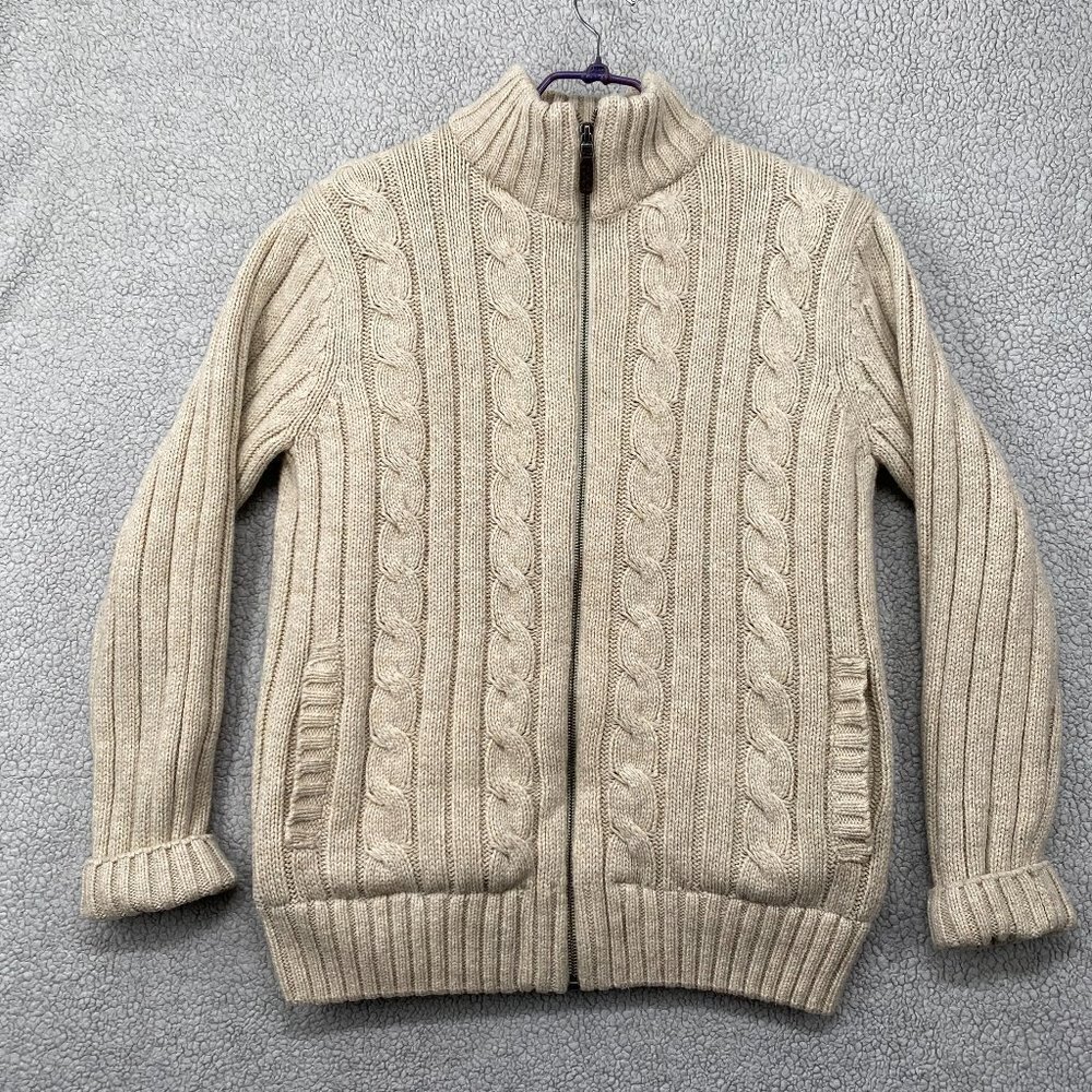 Windriver Cardigan Womens Medium Sherpa Lined Super Chunky Cable Knit Vintage